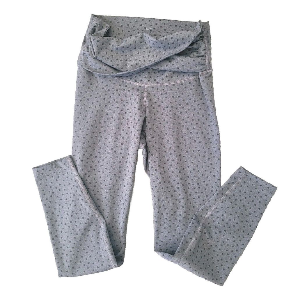 Nike Women's Yoga Twist-Waist High-Rise 7/8 Length Leggings Gray/Black Dot Sz S